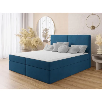MIRJAN24 Boxspringbett CLAIRE in Blau, Liegefläche 140x200 cm – mit Bettkasten, Bonellfederkern